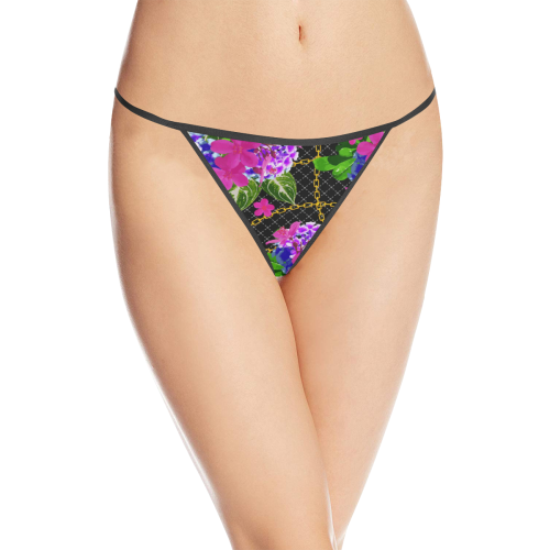 floral-chain Women's All Over Print G-String Panties (Model L35)