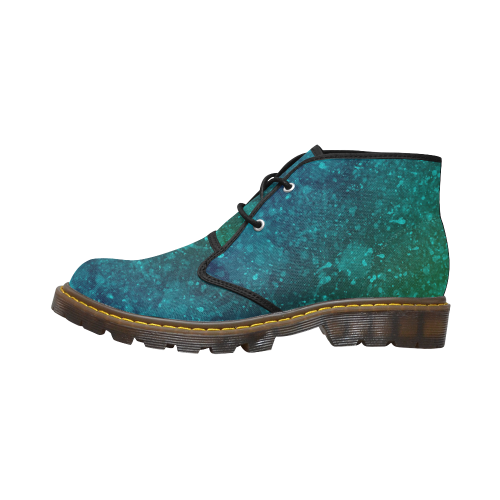 Blue and Green Abstract Women's Canvas Chukka Boots/Large Size (Model 2402-1)