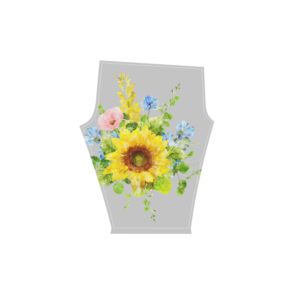 Fairlings Delight's Sunflower Bouquets 53086H1 Women's Low Rise Capri Leggings (Invisible Stitch) (Model L08)