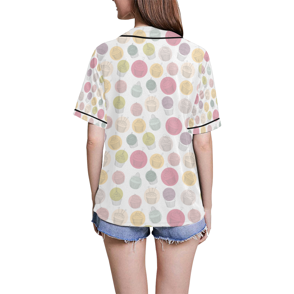 Colorful Cupcakes All Over Print Baseball Jersey for Women (Model T50)
