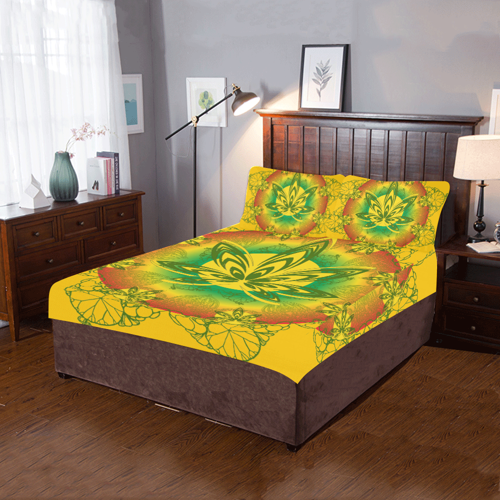 Rasta Nouveau (yellow) 3-Piece Bedding Set