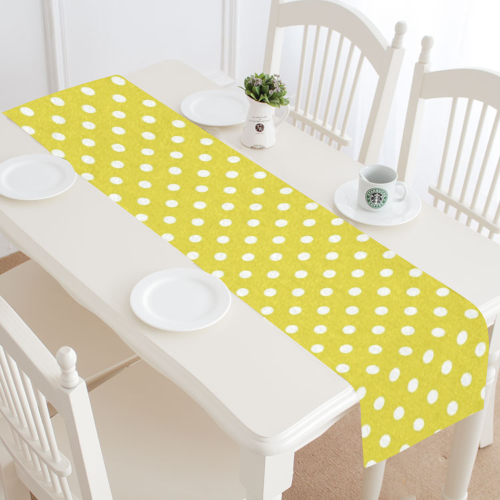 Yellow Polka Dot Table Runner 16x72 inch