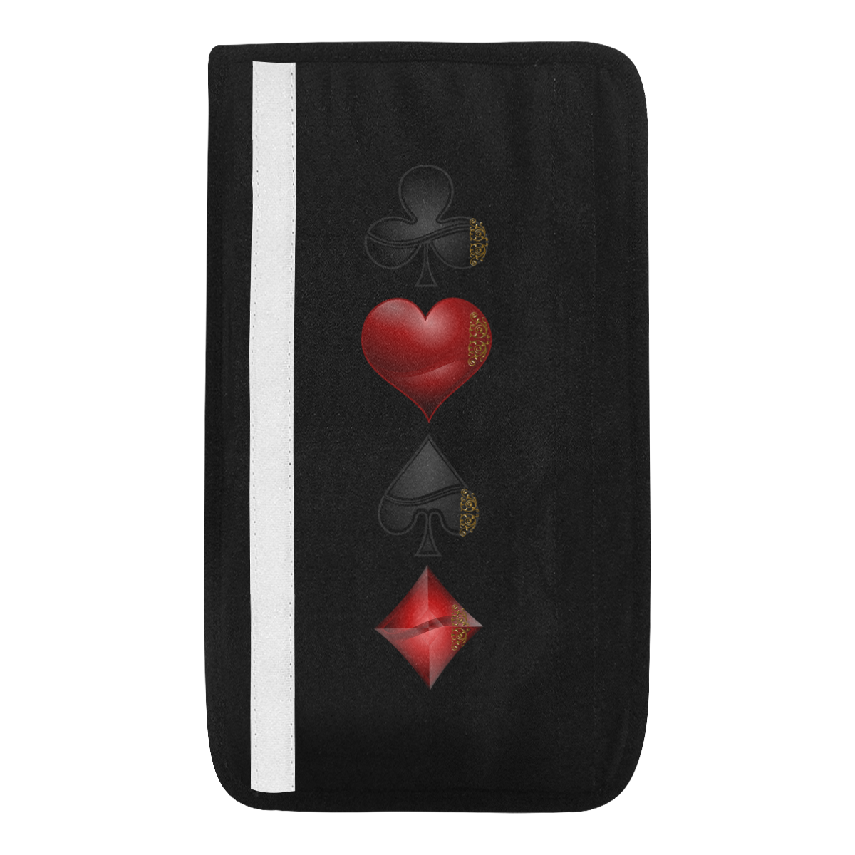 Las Vegas  Black and Red Casino Poker Card Shapes on Black Car Seat Belt Cover 7''x12.6''