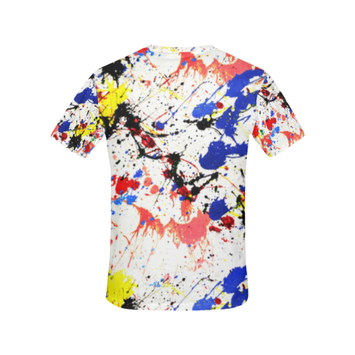 Blue and Red Paint Splatter All Over Print T-Shirt for Women (USA Size) (Model T40)