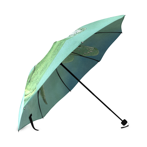 Dragonfly photo print in turquoise Foldable Umbrella (Model U01)