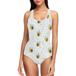 Cute Bee Pattern Vest One Piece Swimsuit (Model S04)