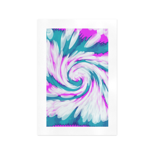 Turquoise Pink Tie Dye Swirl Abstract Art Print 13‘’x19‘’