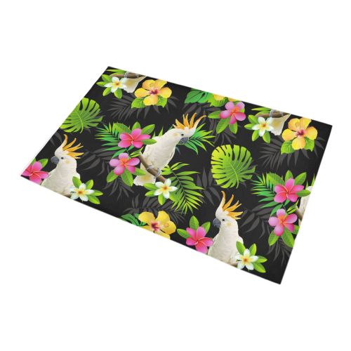 Parrots And Tropical Flowers Bath Rug 20''x 32''
