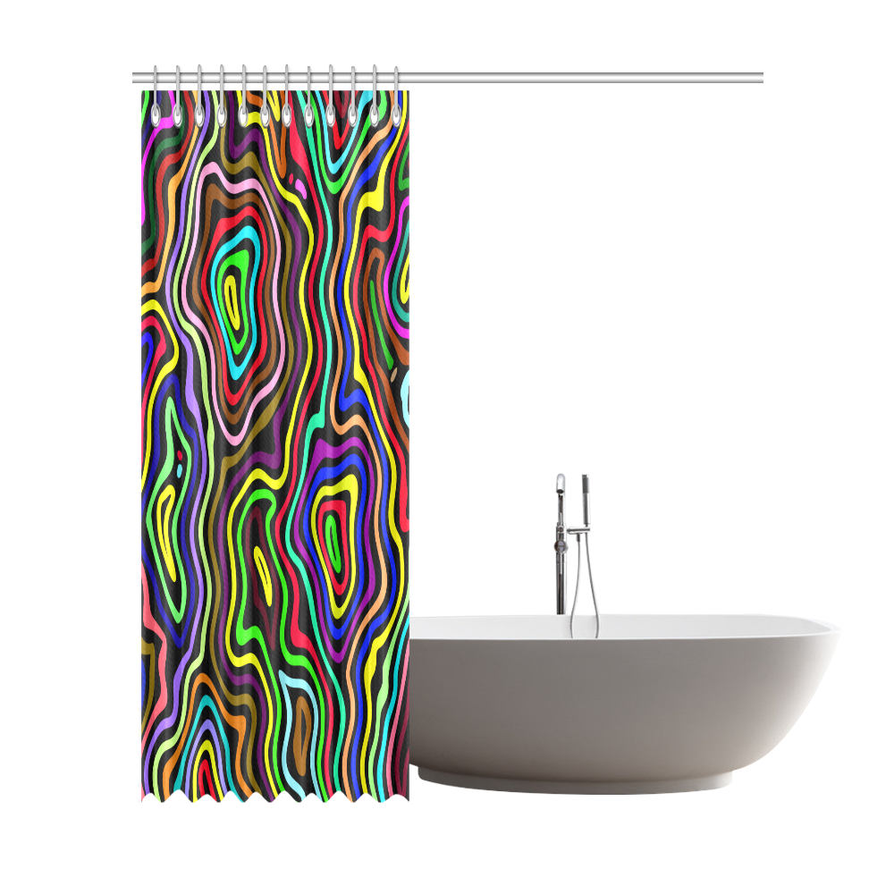 Multicolored Wavy Line Pattern Shower Curtain 72"x84"