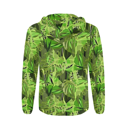 Tropical Jungle Leaves Camouflage All Over Print Full Zip Hoodie for Men (Model H14)