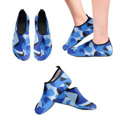 Camouflage Abstract Blue and Black Kids' Slip-On Water Shoes (Model 056)