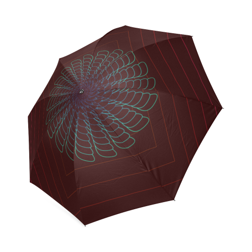 Tirquise flower on chocholate brown Foldable Umbrella (Model U01)