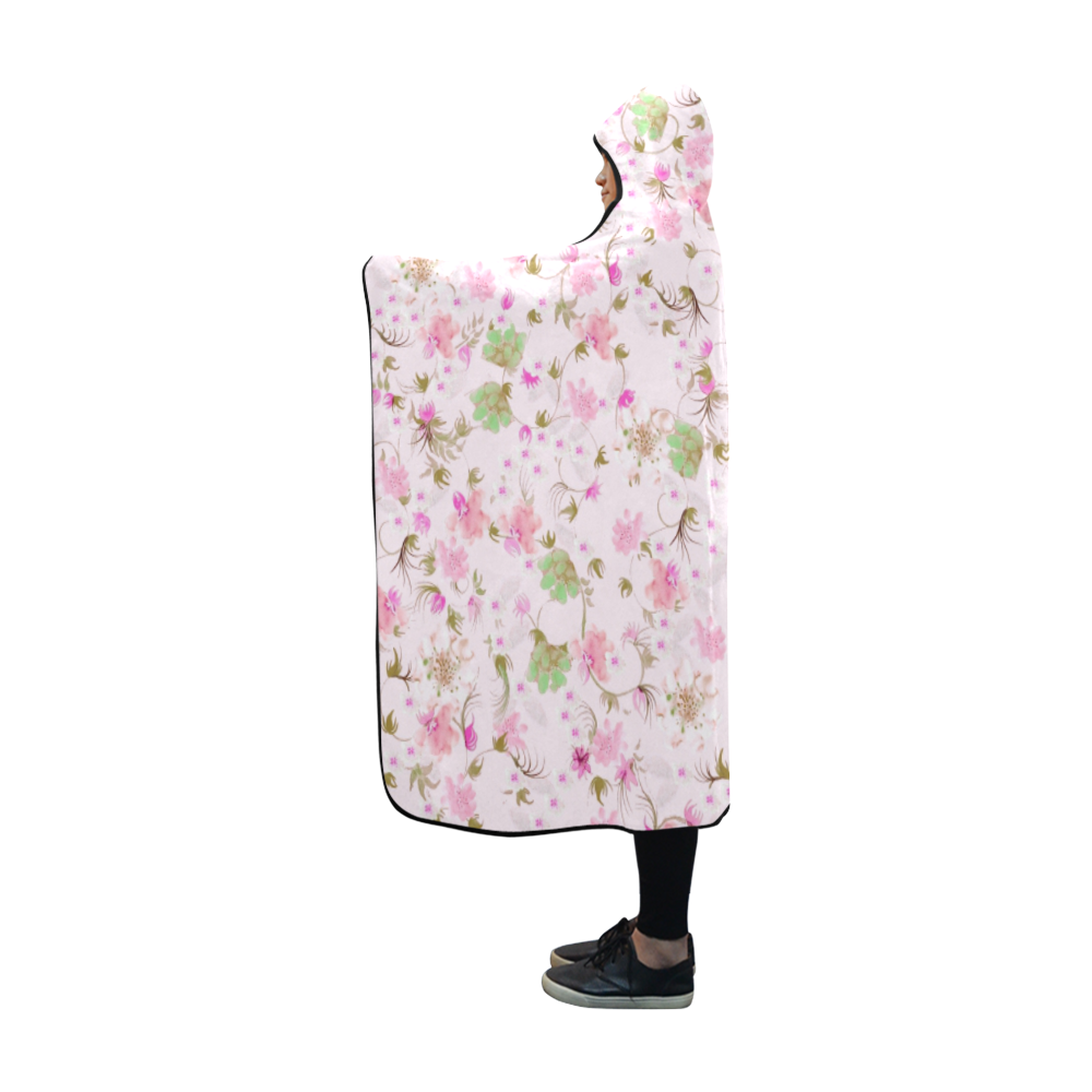 flowers-9 Hooded Blanket 60''x50''