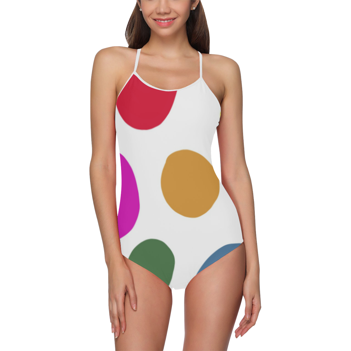 WILD CO. DOTS ON White Strap Swimsuit ( Model S05)