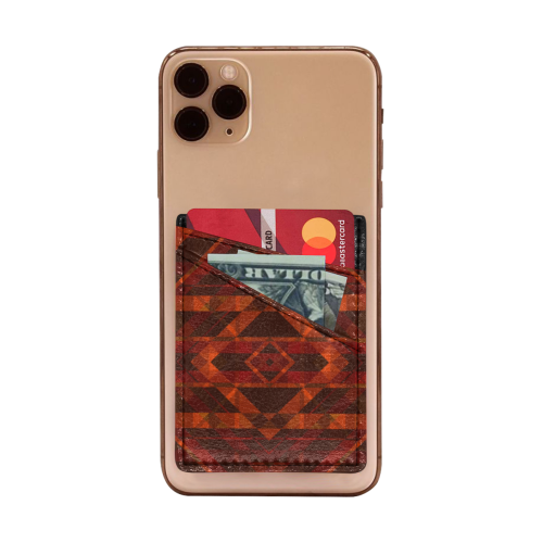 Red Geometric Design Cell Phone Card Holder