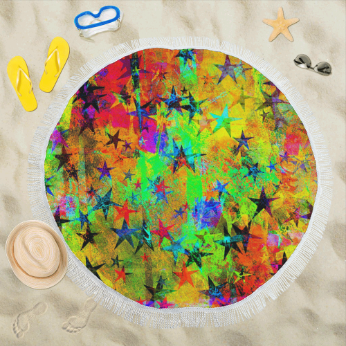 stars and texture colors Circular Beach Shawl 59"x 59"
