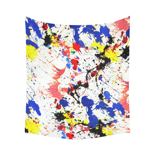 Blue and Red Paint Splatter Cotton Linen Wall Tapestry 60"x 51"