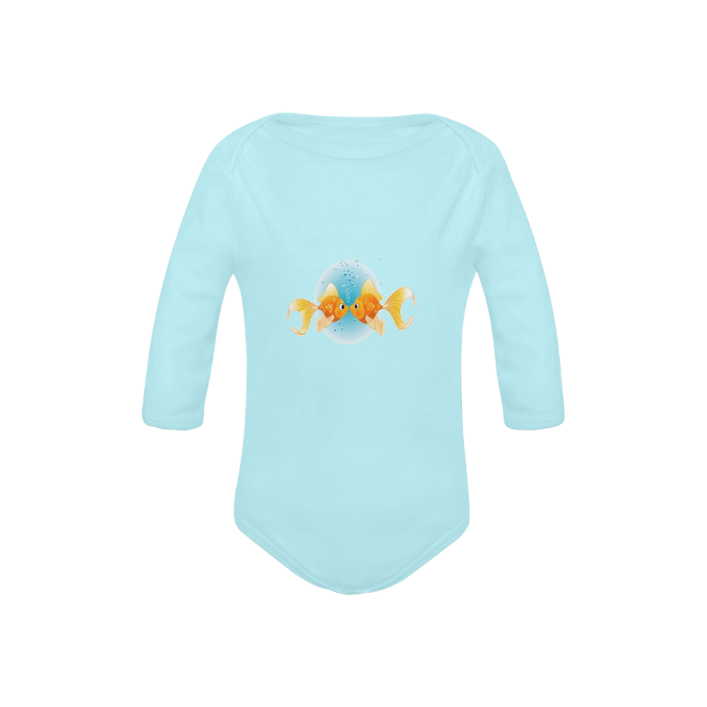 ocean fishes Baby Powder Organic Long Sleeve One Piece (Model T27)