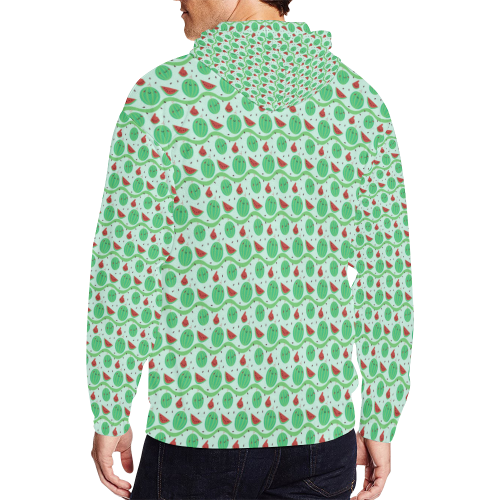 Watermelony All Over Print Full Zip Hoodie for Men (Model H14)