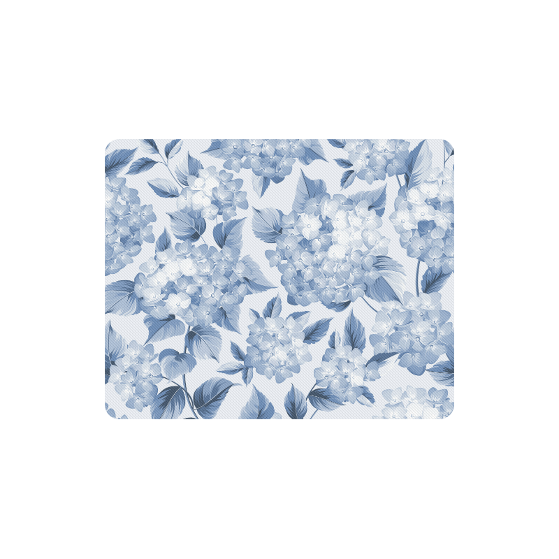 Blue and White Floral Pattern Rectangle Mousepad
