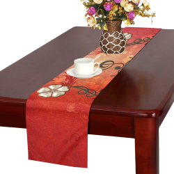 Music clef with floral design Table Runner 16x72 inch
