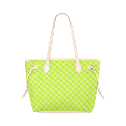 Yellow and green plaid pattern Clover Canvas Tote Bag (Model 1661)