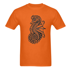 Steampunk Seahorse Stencil Men's T-Shirt in USA Size (Two Sides Printing)