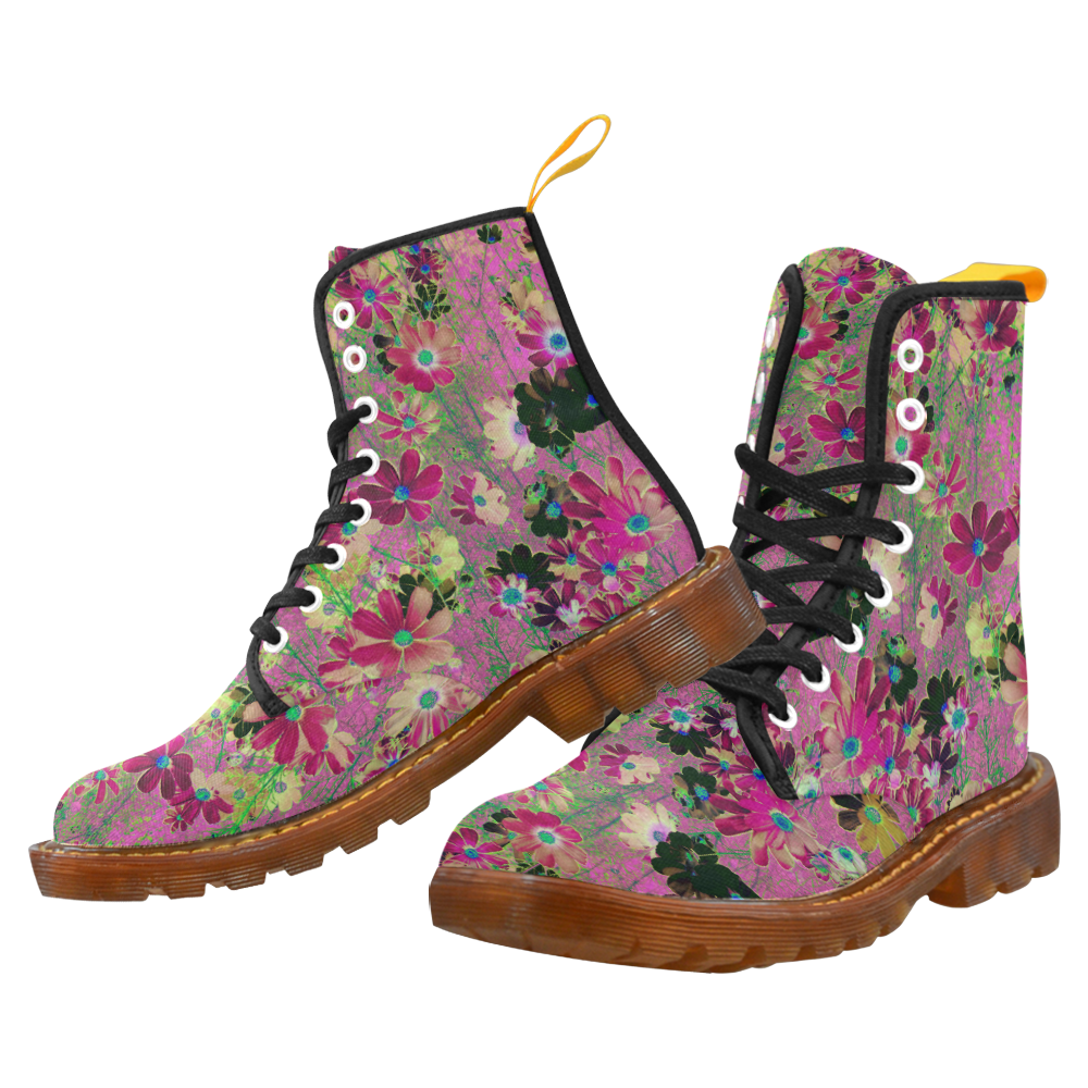 Cosmos Flowers Garden Red Martin Boots For Women Model 1203H