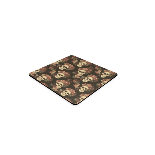 Skull and Rose Pattern Square Coaster