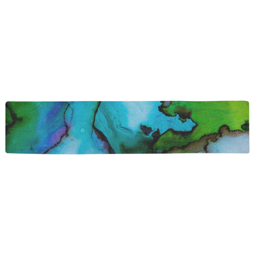 Blue green ink Table Runner 16x72 inch
