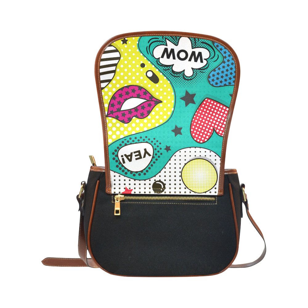 Trendy Pop Art Saddle Bag/Small (Model 1649)(Flap Customization)