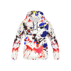 Blue & Red Paint Splatter All Over Print Hoodie for Kid (USA Size) (Model H13)