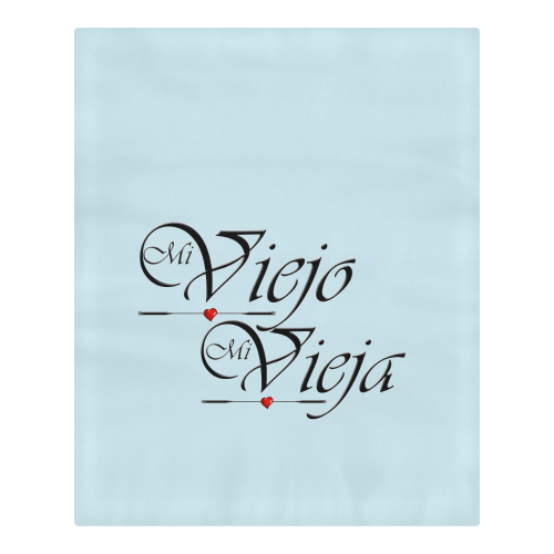 Spanish Wedding - Mi Viejo Mi Vieja  - My Old Man / My Old Lady - Blue 3-Piece Bedding Set