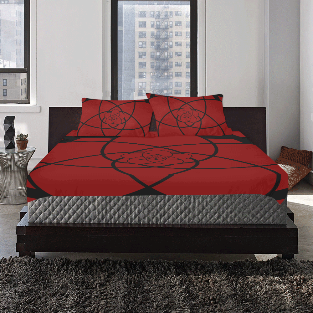 Red baby flower 3-Piece Bedding Set