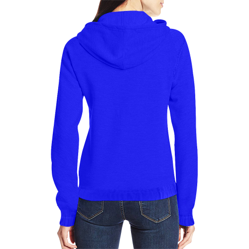 color blue All Over Print Full Zip Hoodie for Women (Model H14)