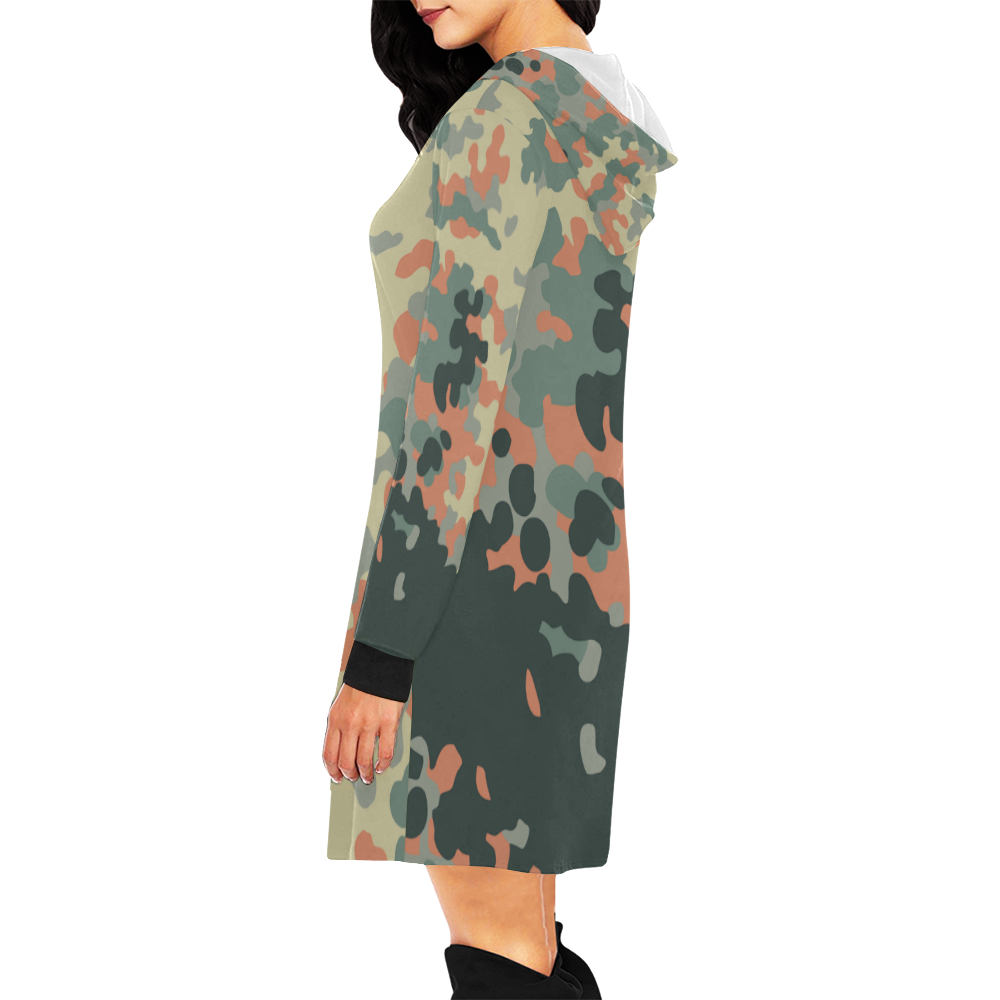 Cool CamoFLAGE Pattern All Over Print Hoodie Mini Dress (Model H27)