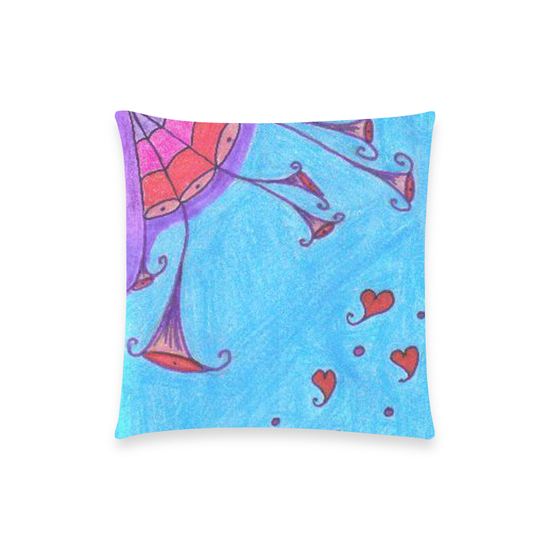 hearts and blue Custom  Pillow Case 18"x18" (one side) No Zipper