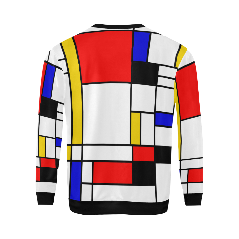 Bauhouse Composition Mondrian Style All Over Print Crewneck Sweatshirt for Men/Large (Model H18)