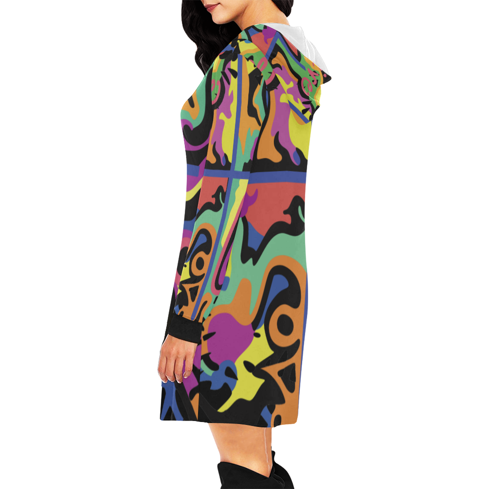 L4G Hoodie Dress All Over Print Hoodie Mini Dress (Model H27)