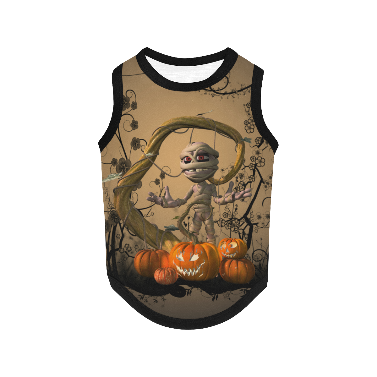Funny mummy with pumpkins All Over Print Pet Tank Top