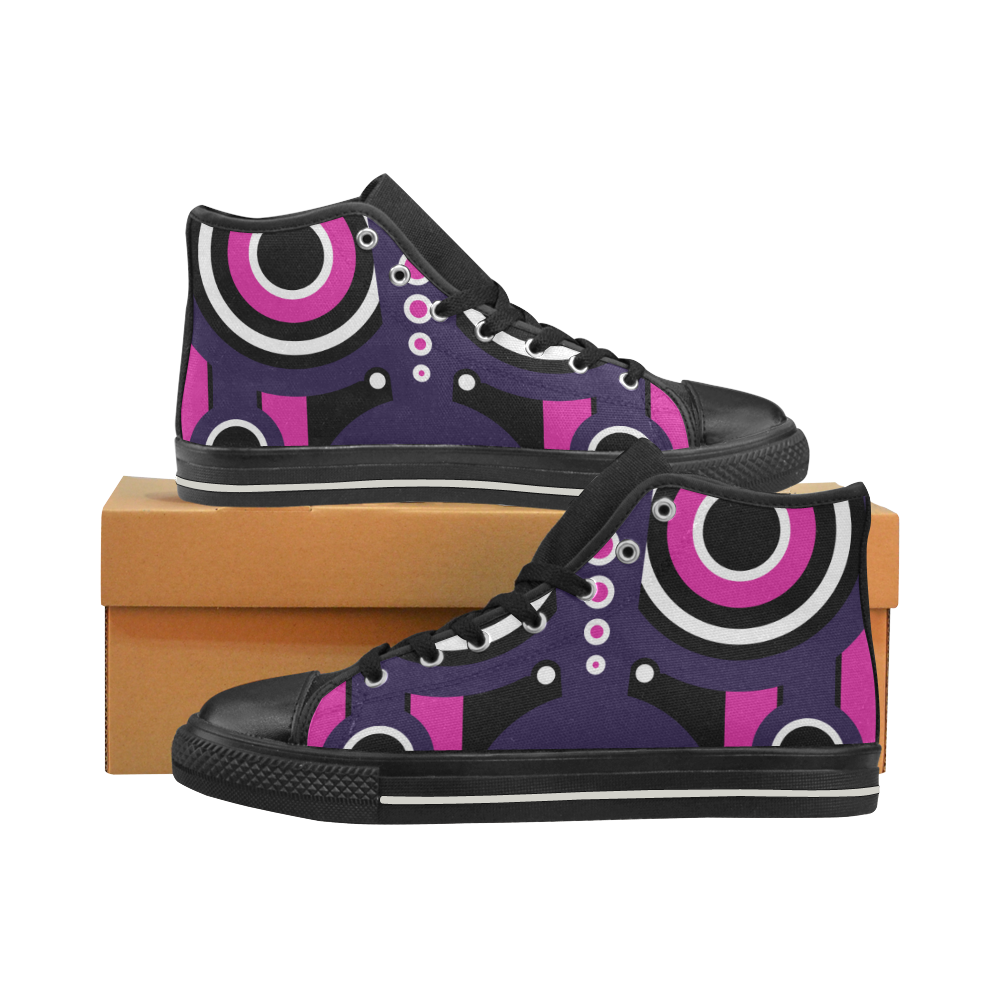 Pink Purple Tiki Tribal Women's Classic High Top Canvas Shoes (Model 017)