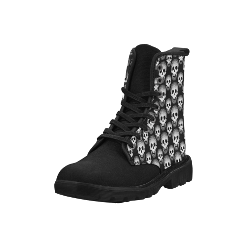Black and White Laughing Skulls Halloween Cheeky Witch Martin Boots for Women (Black) (Model 1203H)