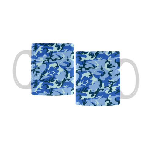 Woodland Blue Camouflage White Mug(11OZ)