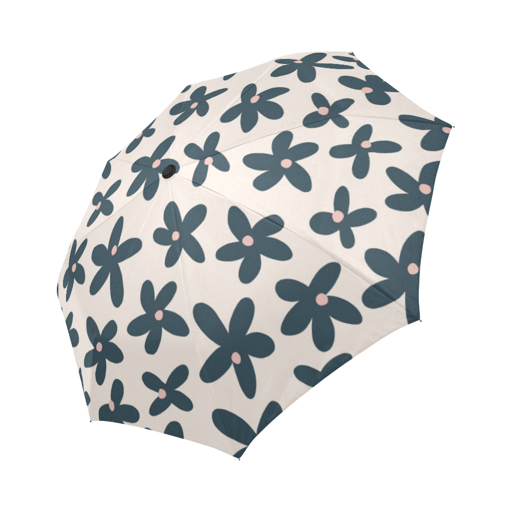 Tiny Blue Flowers Umbrella Auto-Foldable Umbrella (Model U04)