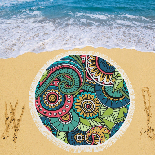 Mandala Pattern Circular Beach Shawl 59"x 59"