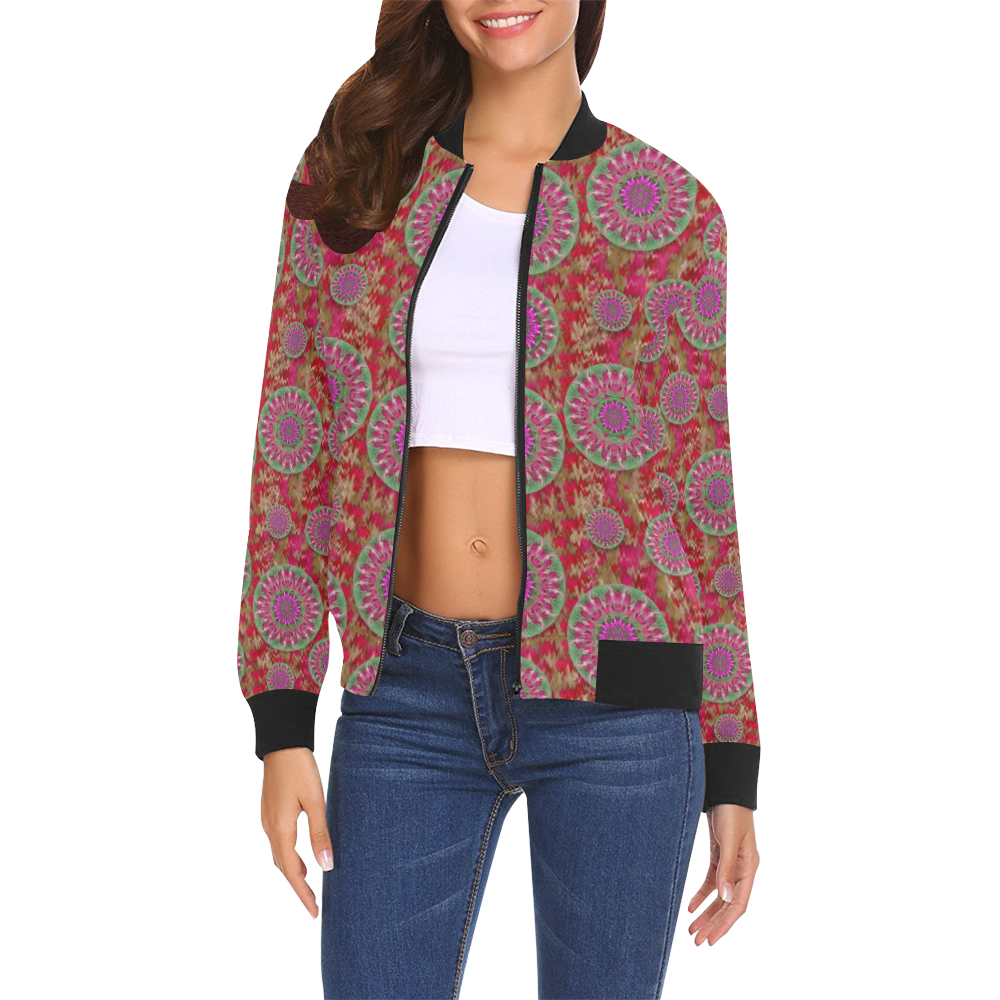 Hearts can also be flowers such as bleeding hearts All Over Print Bomber Jacket for Women (Model H19)