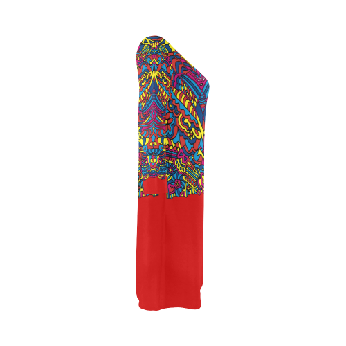 Groovy Doodle Colorful Art on Red Bateau A-Line Skirt (D21)