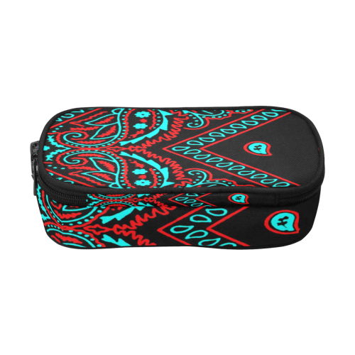 blue and red bandana paisley Pencil Pouch/Large (Model 1680)