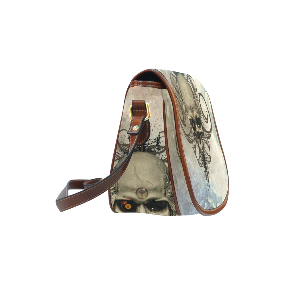 Creepy skull, vintage background Saddle Bag/Small (Model 1649) Full Customization