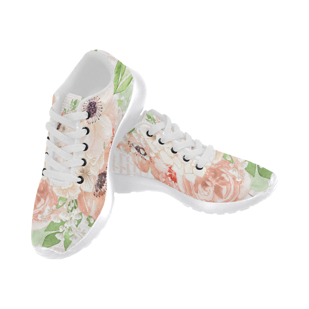 PEACH Dreams Shoes, Watercolor Flowers Women’s Running Shoes (Model 020)